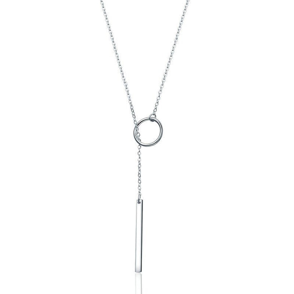 Silver Round Circle Line Geometric Necklace