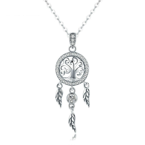 Silver Tree of Life  Dream Catcher Necklaces