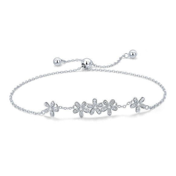 Silver Luminous Daisy Flower Bracelet