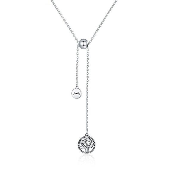 Silver Tree of Life & House Letter Link Chain Necklace