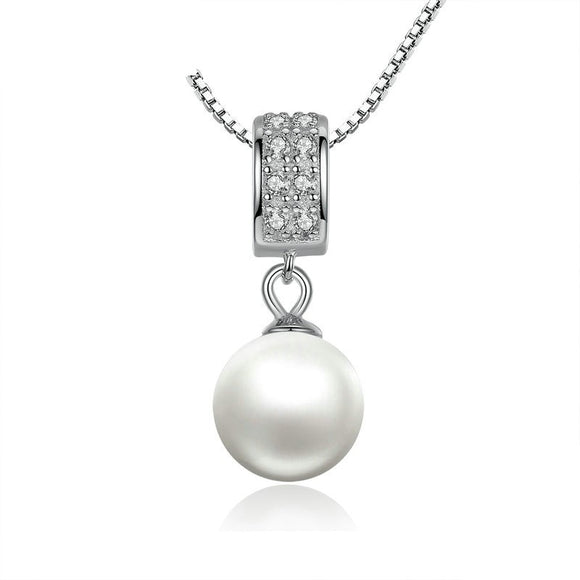 Silver Simulated Pearl Necklace